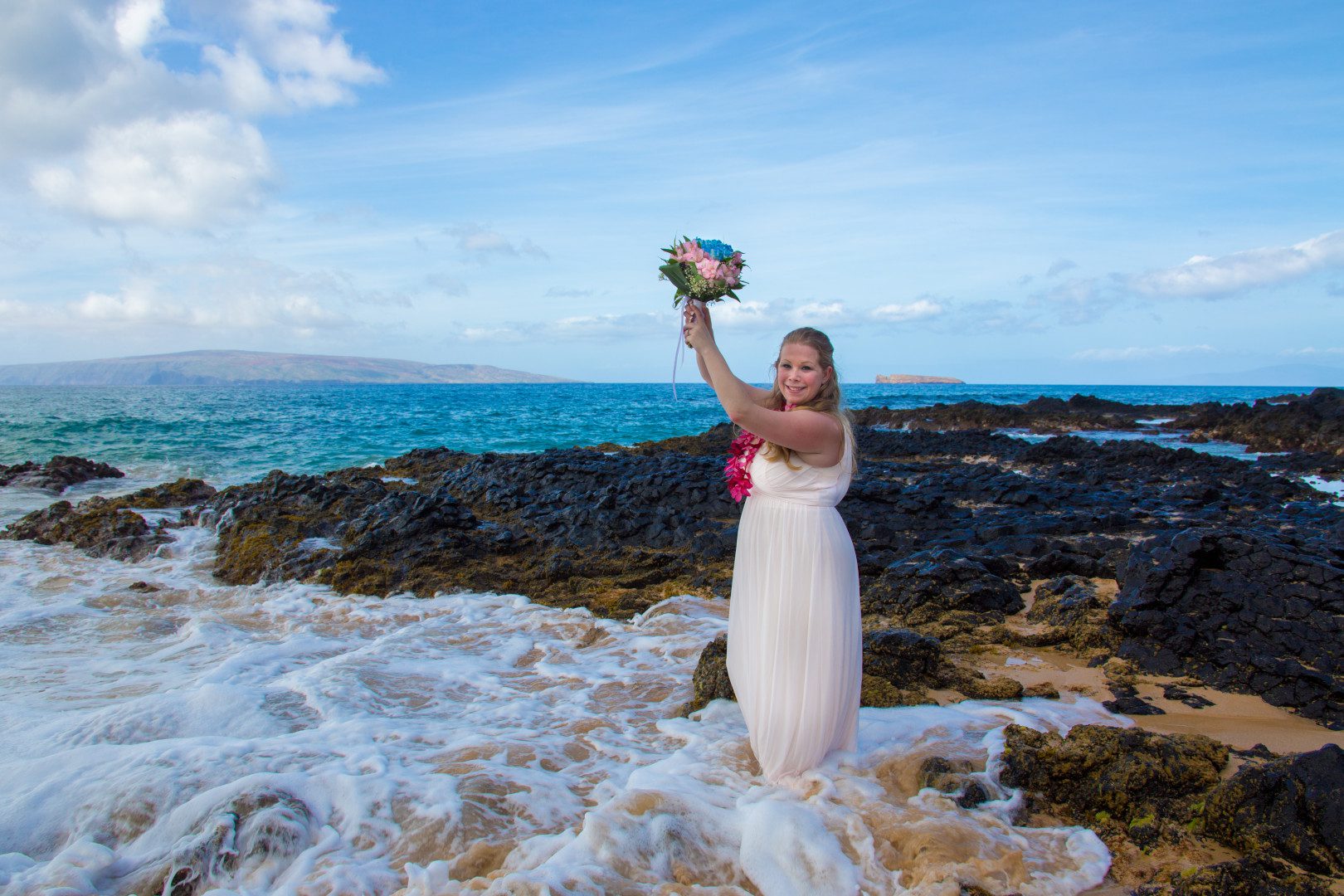 A Bride Makes Someone Lucky by throwing A Bouquet