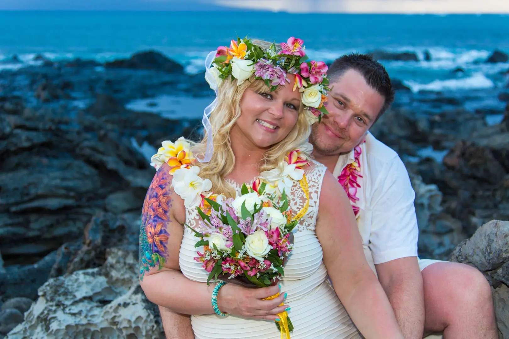 A Girl Wearing Flower Crown and Necklace Cute Couple Photo