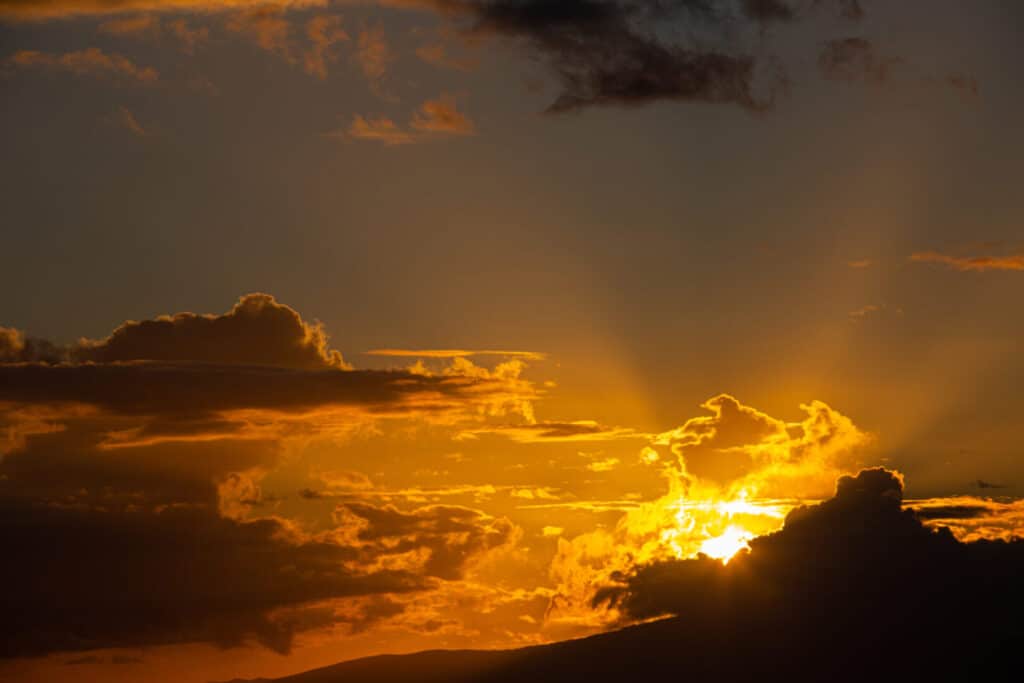 Sun rays shining through the clouds