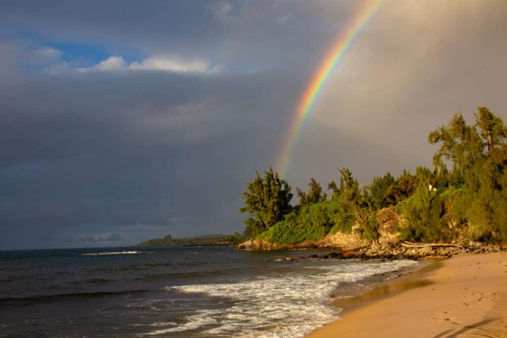 rainbow near a beach In Maui Hawaii