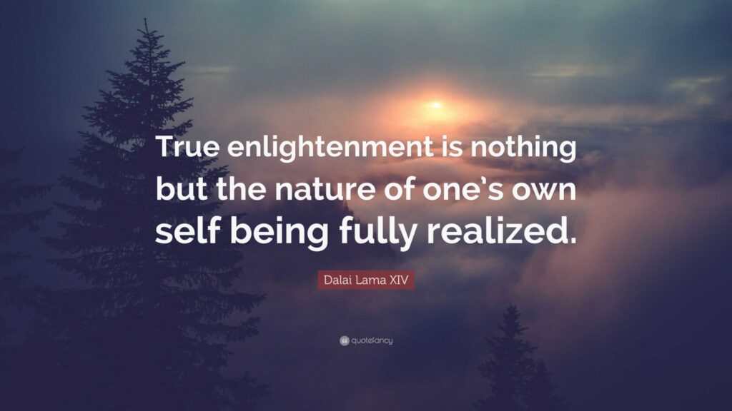 Inspirational quote about true enlightenment by the Dalai Lama XIV.