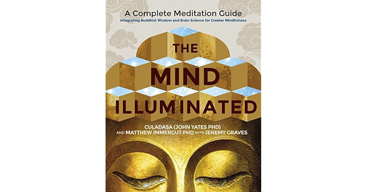 Cover of "The Mind Illuminated" meditation guide with a stylized Buddha face.