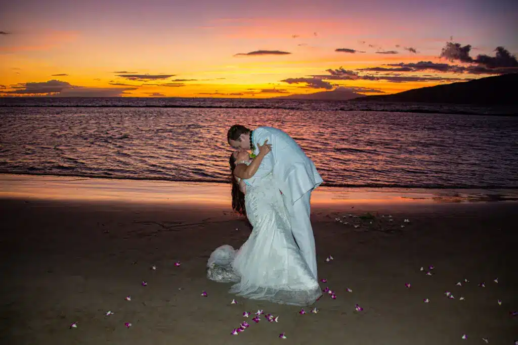 Couple getting married at a beach in Maui