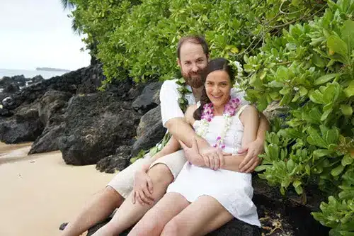 Couple posing together for a wedding photo